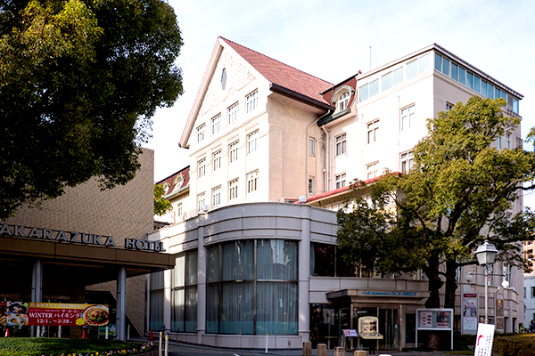 The old hotel building is built in a Taisho Era modernist style