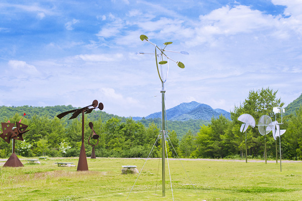 Sculptures move gently with the breeze