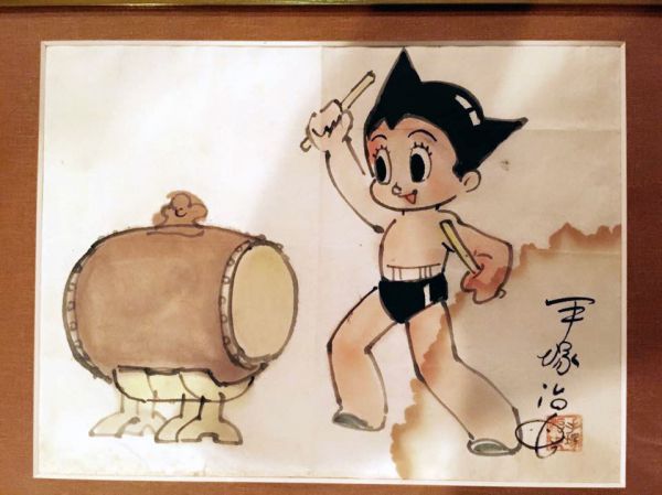 Handwritten illustration by Osamu Tezuka at the main hall