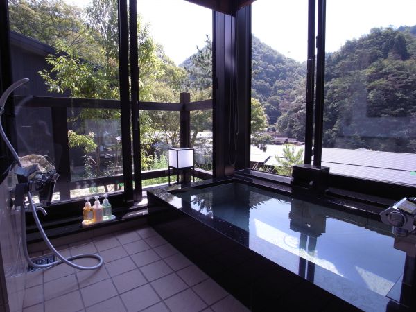 Hot-spring bath in guest room